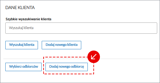 Ekran dodawania klienta do faktury